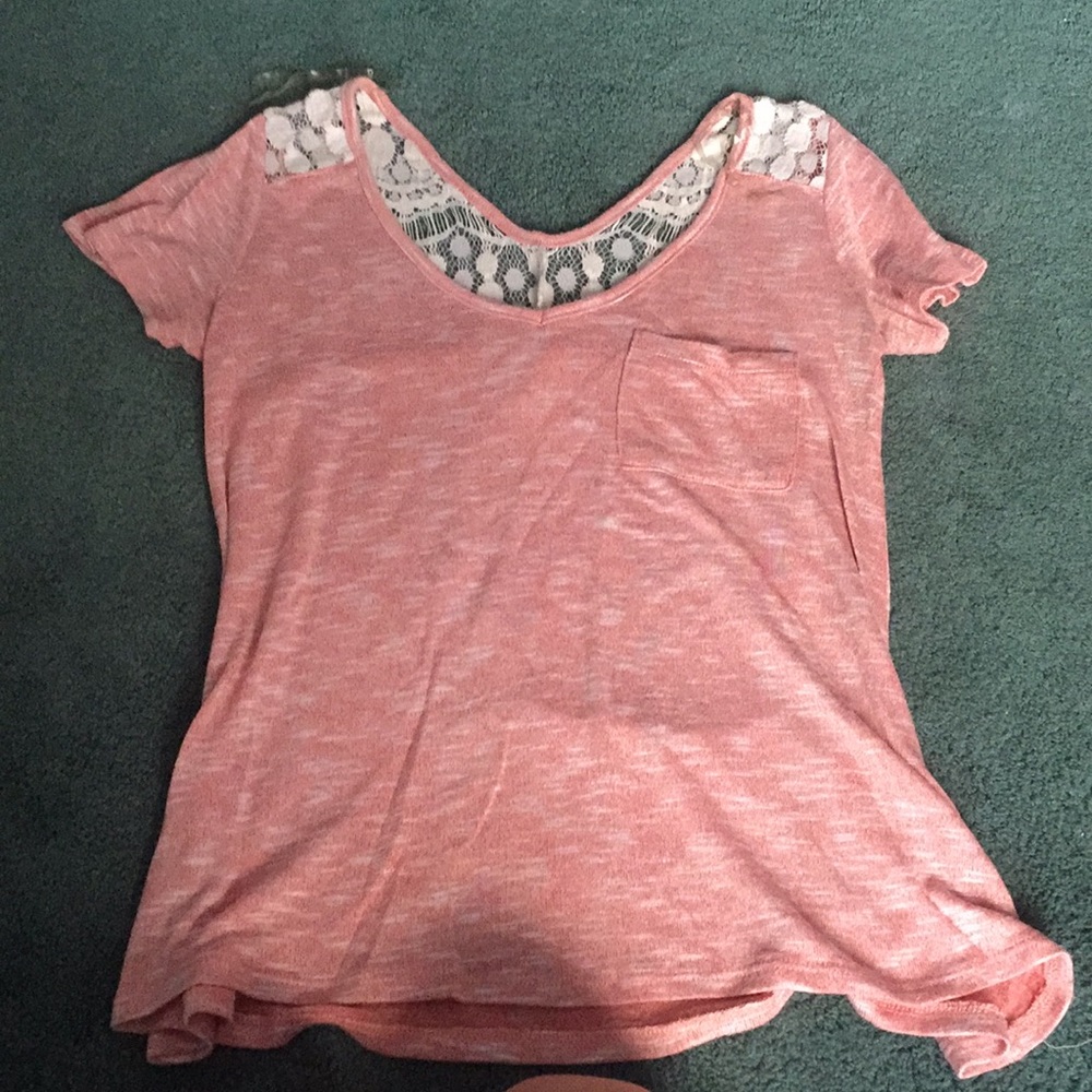 Pink and lace loose t-shirt